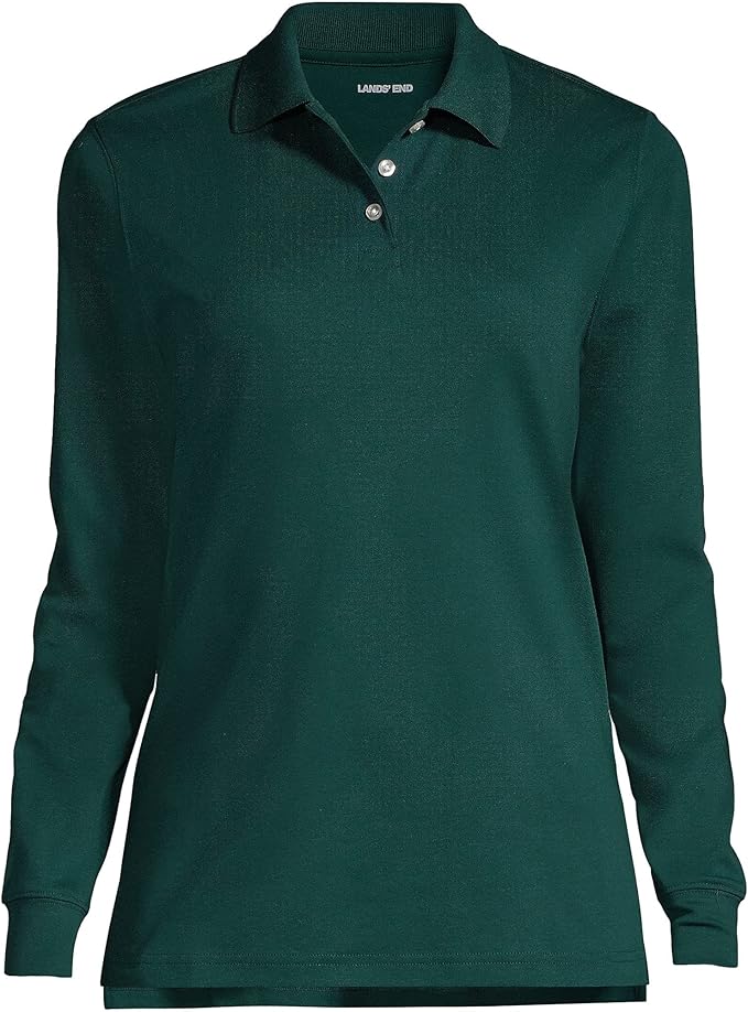 Lands' End School Uniform Kids Long Sleeve Interlock Polo Shirt