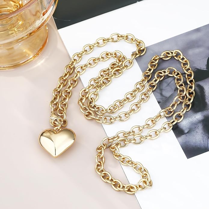 Chunky Gold Necklace for Women Gold Evil Eye Cowboy Pendant Necklace Dainty Paperclip Chain Vintage Luck Amulet Choker Necklaces Celestial Jewelry Gift