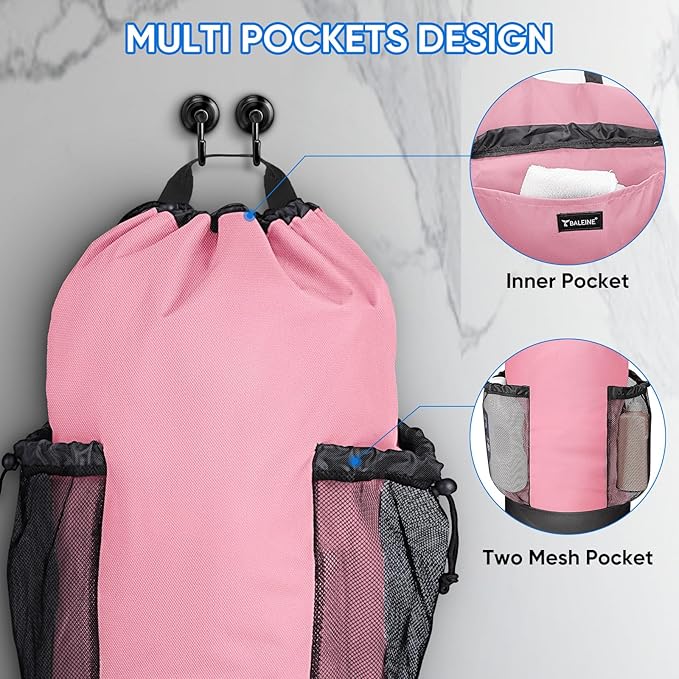BALEINE 2PK 120L Laundry Bag Backpack, 900D Oxford Fabric Large Travel Laundry Bags with Shoulder Straps and 2 Mesh Pockets for College Dorm, Apartment, Laundromat (Pink, 120L)