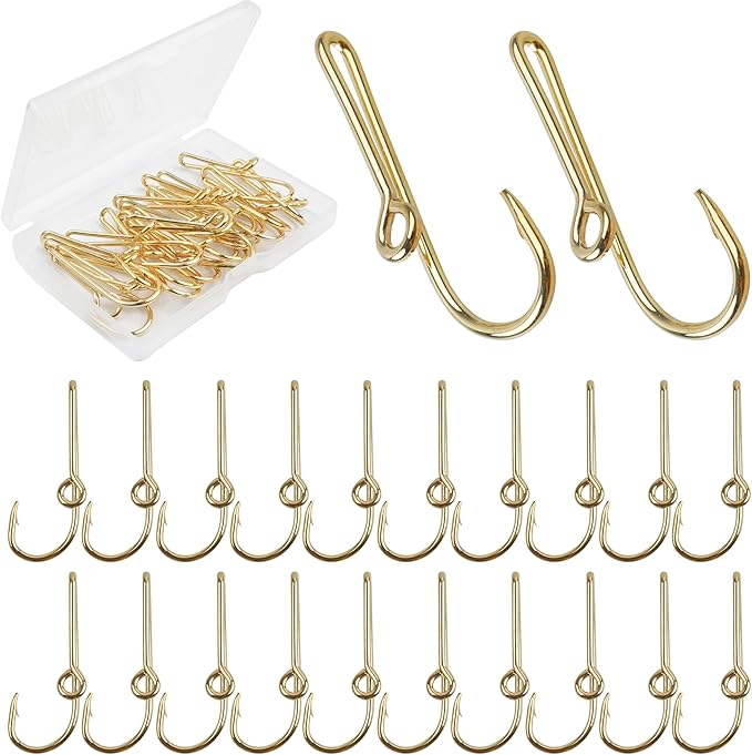 10PCS/20PCS Fishing Hook Hat Pins for Hat,Fish Hook Hat Clip for Hat Tie Clasp Fashion Trend Hat Decoration Gold Balck