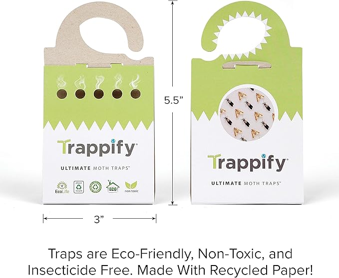 Trappify Ultimate Adhesive Moth Traps for Clothes - Monitoring Pantry Moth Traps for Home, Kitchen, Closet, Cabinet, Storage Rooms, Cupboard |Easy Setup (24 Pack)