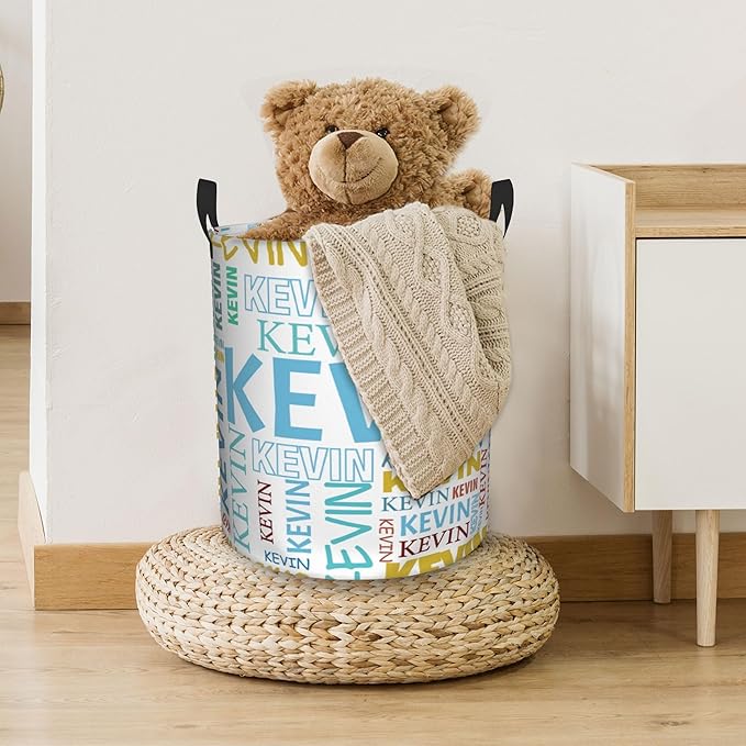 Custom Name Laundry Hamper, Personalized Dirty Clothes Hamper with Name for Bathroom Bedrooms Clothes Storage Organizer, Personalized Gifts for Boys Girls Men Women