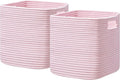 UBBCARE Storage Cubes 11 Inch, Cotton Rope Woven Baskets for Organizing, Cube Storage Bin for Baby Nursery, 2-Pack Square Toy Storage Baskets for Shleves Organizer, Closet, Kidsroom, Pink