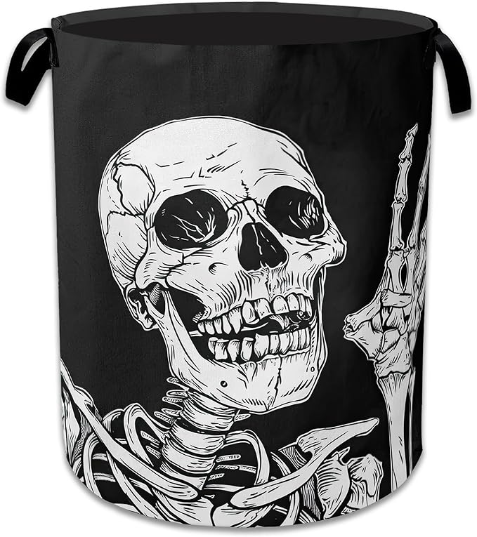 Halloween Skull Laundry Basket Collapsible Laundry Hamper, Oxford Cloth Storage Bin for Room/Bathroom/Bedroom/Dormitories 16" X 20.8"