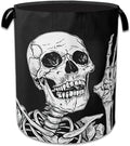 Halloween Skull Laundry Basket Collapsible Laundry Hamper, Oxford Cloth Storage Bin for Room/Bathroom/Bedroom/Dormitories 16" X 20.8"