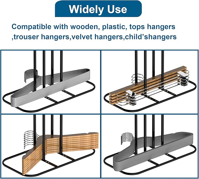 EASTTOWEST Hanger Stacker Organizer, 33 inch Height Stand, Clothes Hanger Storage Rack, Laundry Room, Black