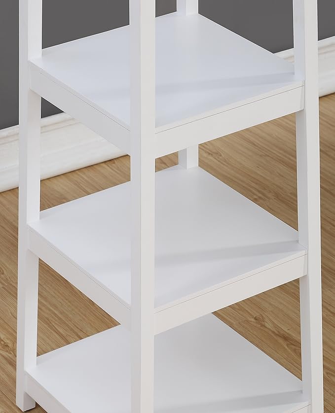 Roundhill Furniture Vassen Coat Rack with 3-Tier Storage Shelves in White Finish