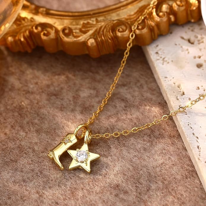 Chunky Gold Necklace for Women Gold Evil Eye Cowboy Pendant Necklace Dainty Paperclip Chain Vintage Luck Amulet Choker Necklaces Celestial Jewelry Gift