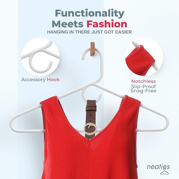 Neaties Heavy Duty Clothes Hangers 20 Pack (24 Count) – Made in the USA – 8lb Capacity Plastic Hangers for Adult Clothing – Durable for Pants, Coats, Jackets, or Jeans – White & Black
