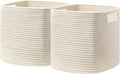 UBBCARE Storage Cubes 11 Inch, Cotton Rope Woven Baskets for Organizing, Cube Storage Bin for Baby Nursery, 2-Pack Square Toy Storage Baskets for Shleves Organizer, Closet, Kidsroom, Beige