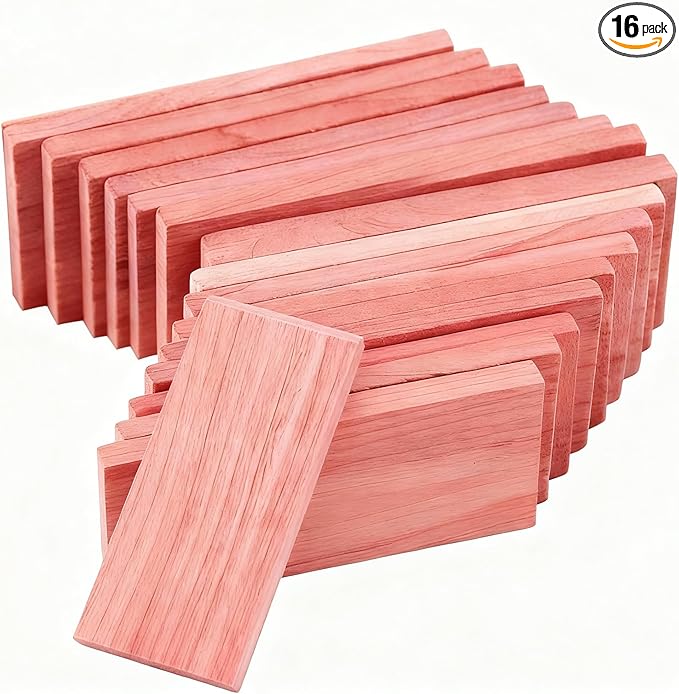 Cedar Blocks for Closet Storage,16Pcs American Cedar Planks Chips for Closet Drawers Organization,100% Natural Aromatic Red Cedar Blocks,100% Natural Red Cedar Wood Chips