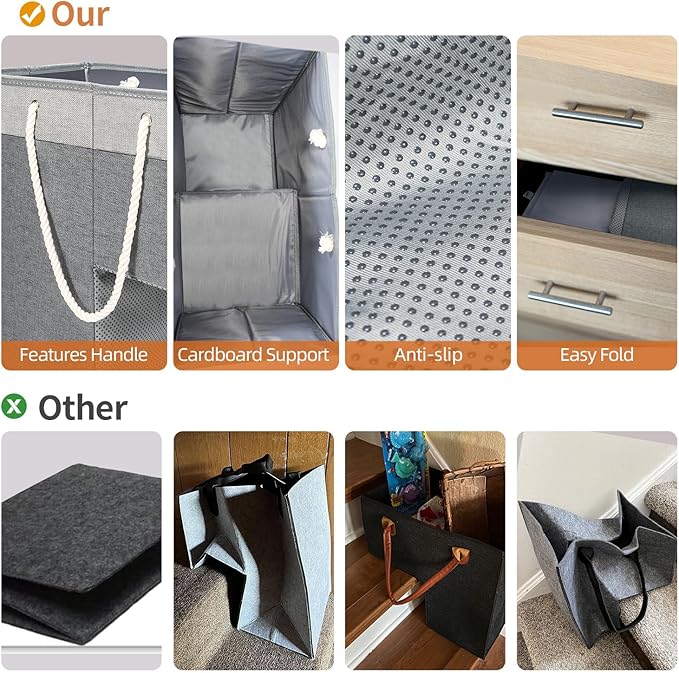 Stair Basket for Stairs with Handle, Staircase Baskets for Carpeted and Wooden Stairs,16" Step Storage Laundry basket for Stairs, Toys, Clothes, Books, Tools, Magazine, with Hard Board, Anti-slip