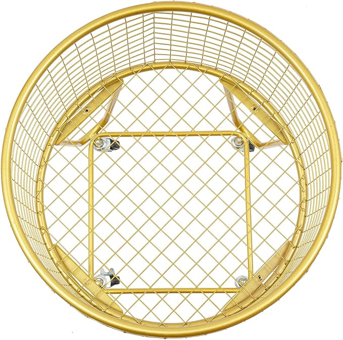 Rolling Laundry Basket Cart, Metal Laundry Hamper with Wheels, Laundry Organizer Basket Cart, Clothes Storage Organizer Hamper for Living Room,Bathroom,Closet (Gold, Round)