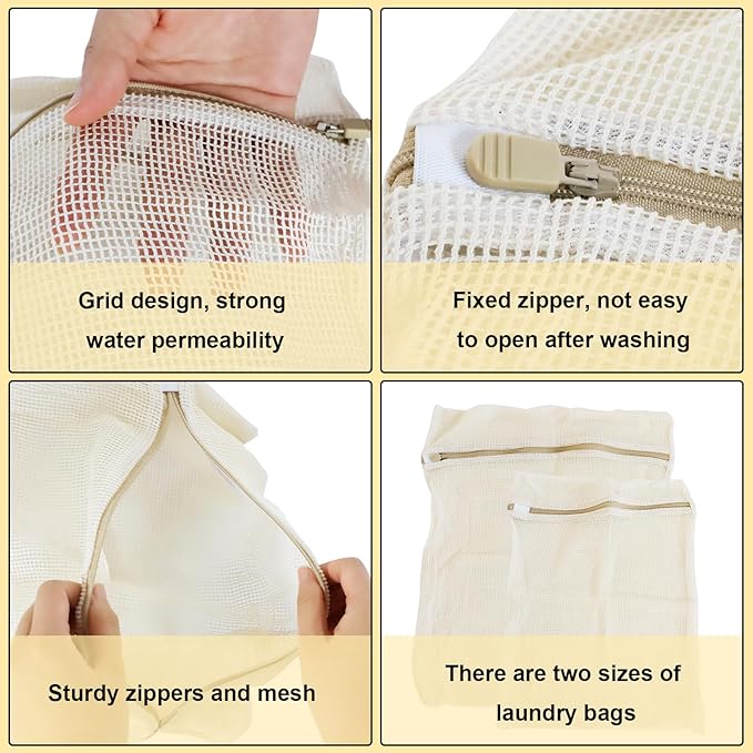 6Pcs Mesh Laundry Bags S & M Organic Cotton Washing Bag for Underwear, Clothes, Socks and Delicate Clothes