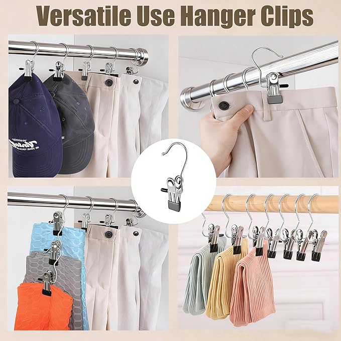 Pant Hangers with Clips, Metal Legging Organizer for Closet, 20 Pack Space Saving Hangers with Clips for Yoga Pants, Closet Organizers and Storage for Skirt/Jean/Hat/Short