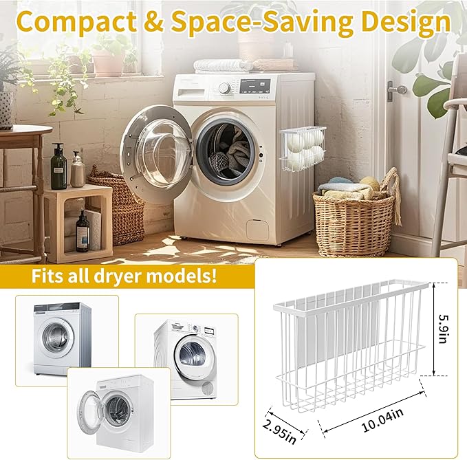 Magnetic Dryer Ball Holder Basket for Laundry Room,Magnet Lint Bin Dryer Ball Laundry Organizer, Iron Wool Dryer Ball Fridge Container Basket for Laundry Room Organization Home Storage