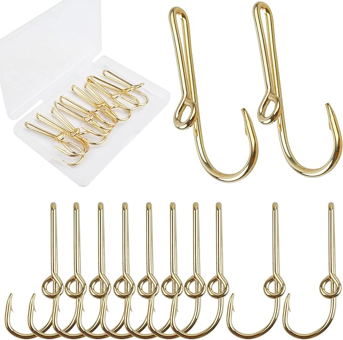 10PCS/20PCS Fishing Hook Hat Pins for Hat,Fish Hook Hat Clip for Hat Tie Clasp Fashion Trend Hat Decoration Gold Balck