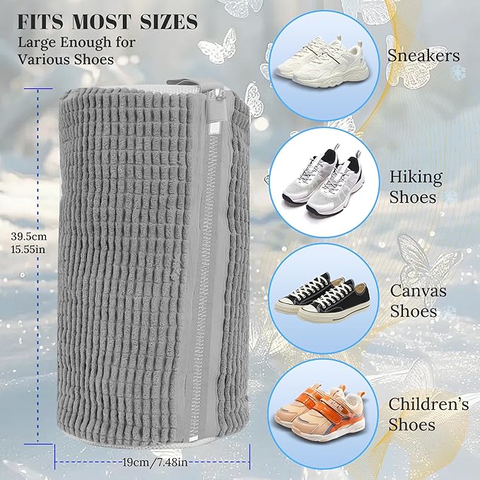 Shoe Washing Machine Bag, Laundry Shoe Bag for Washer and Dryer,2Pcs Reusable Shoe Bag for Washing Machine Fit Most Shoes Types (Grey 2 pcs)