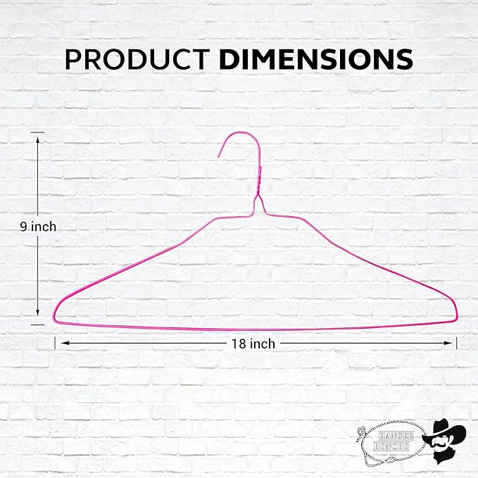 Wire Metal Clothes Hangers 50 Pack for Standard Size Shirts, Pants, Skirts, Space Saving, Non Slip,18 Inch 14.5 Gauge Ultra Thin Standard Dry Cleaner Coated Steel (50, Pink)