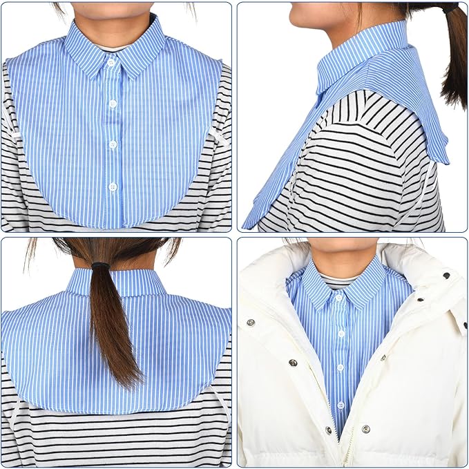 Syhood 4 Pcs Fake Collar Detachable False Dicky Collar Half Shirts Round for Women Outfits Halloween Costume Accessories