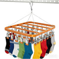 Clothes Drying Racks Clip Hangers Metal with 36 Clips Windproof Hook Underwear Hanger Foldable Laundry Clip for Socks Bras (Gold)