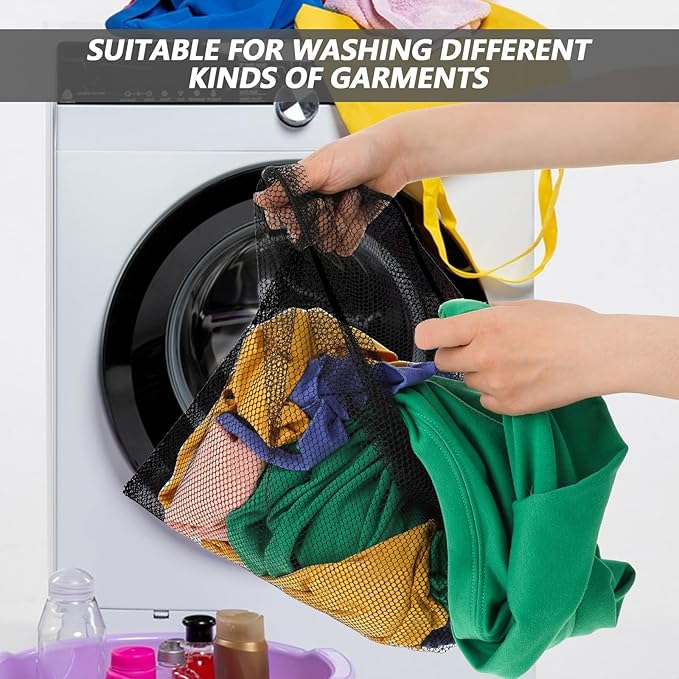 12 Pcs 24'' x 33'' Large Mesh Bags for Laundry, Wash bags, Sturdy Mesh Material Closed with Drawstring, Factory, University, Dormitory, Travel and Apartment Dweller, Color