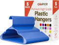 Plastic Clothes Hangers – Heavy Duty Hanger Set, for Organizing Clothes, Dresses, and Coat, Holds Up to 5 lbs, Space-Saving Hangers with Non-Slip Shoulder Grooves, Pack of 5, Blue