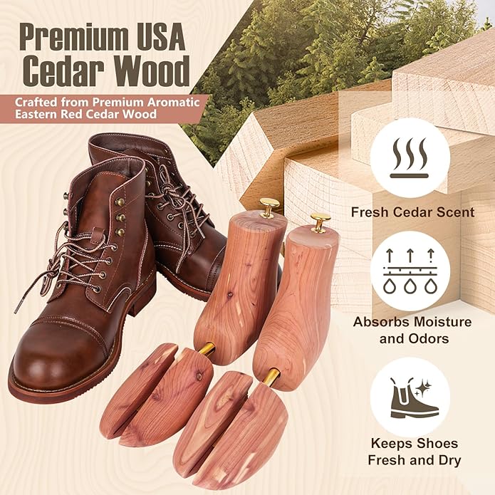 Cedar Boot Trees for Men & Women- Shoe Tree for Boots - Shoe & Boot Trees - Boot Stretcher & Shaper