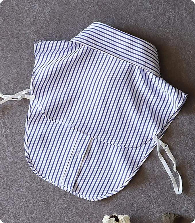 GUZOSJO Blue Striped Detachable Collar Shirt,Dickey Half Blouse False Collar for Lady Girls Men