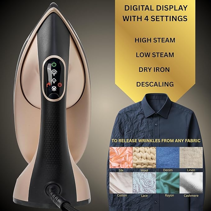 True & Tidy DuoPress XL 2-in-1 Clothes Steamer & Iron, 1600W Powerful Turbo Steam, Large Ceramic Plate, Smart Temperature Control, 3 Steam Modes