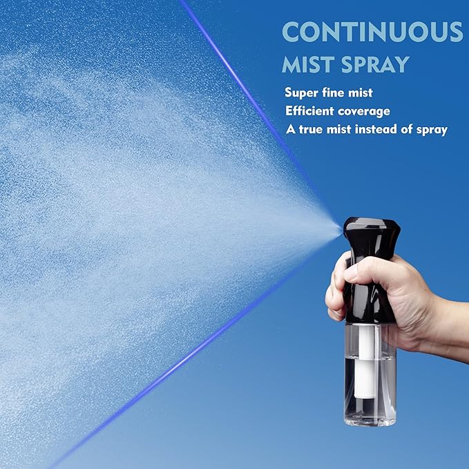 Continuous Spray Bottle for Hair, 1Pack Black 6.8oz Mister Spray Bottle, Hair Spray Bottles for Hairstyling, Cleaning, Plants, Pets, Salons & More