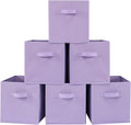 Stero Fabric Storage Bins 6 Pack Fun Colored Durable Storage Cubes with Fabric Handles Foldable Cube Baskets for Home, Kids Room, Closet and Toys Organization Purple