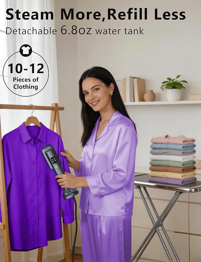 Steamer for Clothes,Portable Handheld Garment Steamer, 200ml Capacity,1000W 15s Fast Heat-UP, Leak-Proof Fabric Quick Wrinkle Remover Ceramic Panel, 2-in-1 Dry & Wet Iron for Home and Travel -Purple