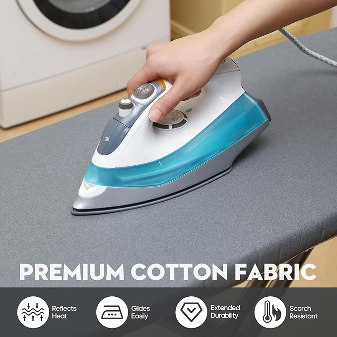 Ironing Board Cover and Pad, Standard Size 15x54 inch, Silver Coated 4 Layers Ironing Board Cover with Elasticized Edges, Extra Thick Padding, Easy Fit, Scorch Resistant - Gray