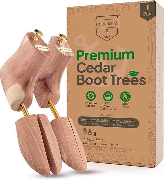 HOUNDSBAY Boot Trees, Cedar Boot Tree for Men, Shoe Tree for Boots, Boot Stretcher & Shaper
