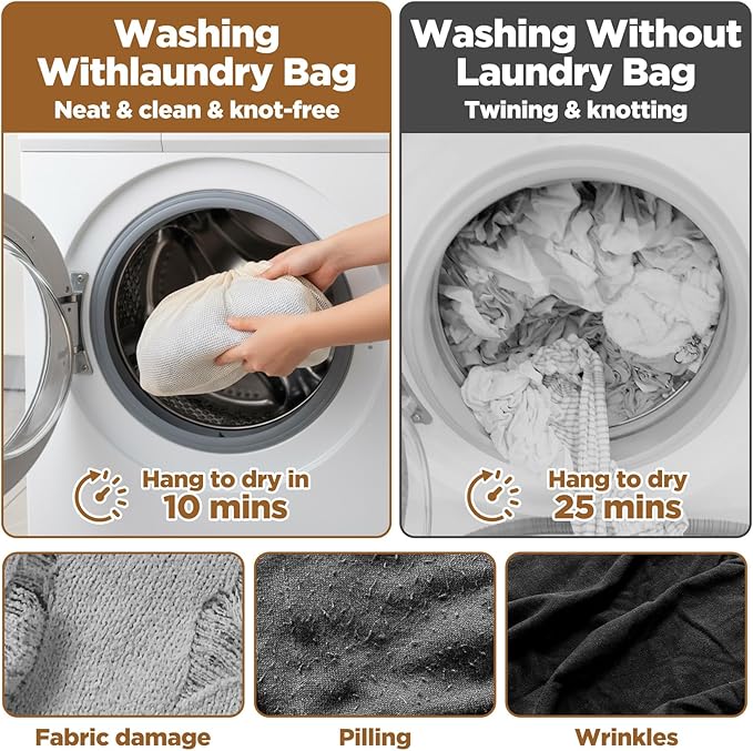 4 Pcs Cotton Mesh laundry Bags for Delicates 19.6×15.7 inch Large Organic Cotton Mesh Laundry Bags Durable Breathable with Zipper Garment Was Bag for Lingerie Underwear Baby Clothes Pants Socks