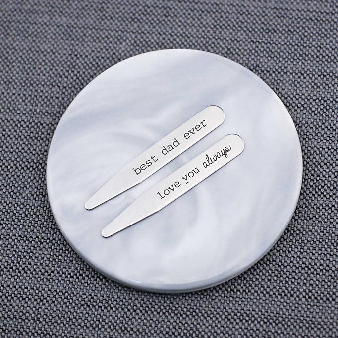 Best Dad Ever Collar Stays. Father's Day Gift for Dad from Kids. Engraved Collar Stays.