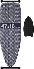 Ironing Board Full Size, Metal Construction Iron Board with Extra Thick Heavy Duty Padded Cover, Stable Structure, Anti-Skid Feet (47x16)