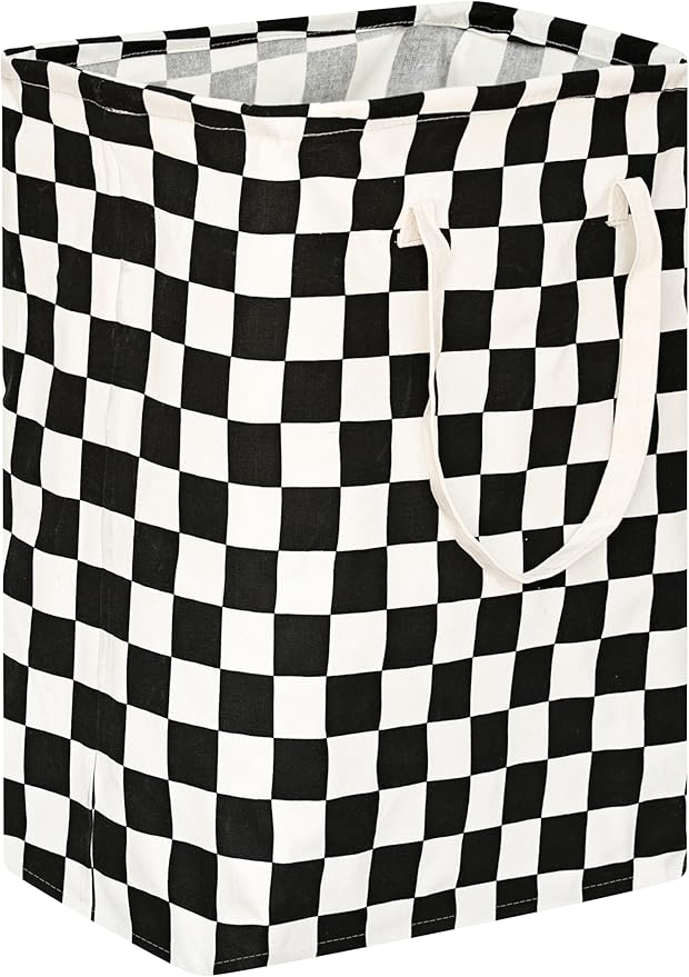 Checkered Laundry Basket Foldable Kids Hamper Storage Bins Women Waterproof Organizer Toy Box Large Canvas for Home/Dorm/Kitchen/Pet/Office/Closet/Shelf/Living Room Decor Baskets