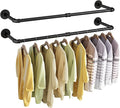 Wall Mounted Clothes Rack 24in, Industrial Pipe Wall Mount Clothing Rack, Heavy Duty Iron Garment Racks, Space Saver Multi-purpose Hanging Rod for Laundry Room, Closet Storage, 2 Packs