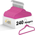 Quality Children's Plastic Non Velvet Non-Flocked Thin Compact Hangers Swivel Hook for Shirts Blouse Coats (Pink, 240)
