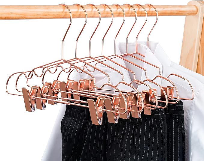 50Pack Koobay 13" Rose Copper Gold Shiny Metal Wire Top Clothes Hangers with Clips for Shirts Coat Storage & Display