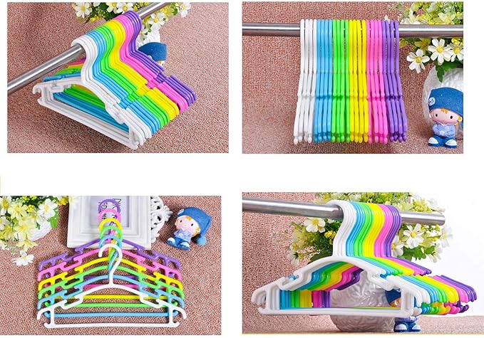 YYaaloa 30pcs Kids Clothes Hangers Baby Clothes Hangers Childrens Plastic Infant Hangers Very Durable Kids Hangers Toddler's Hangers for 1inch Closet Rod (6 colors-30pcs)