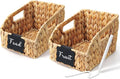 Wicker Baskets for Organizing,Pantry Baskets with Built-in Handles, Handwoven Wicker Storage Basket, Water Hyacinth Storage Bins for Shelves, 3 Pack, Small Natural 2 Set