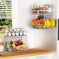 Fruit Basket 2 IN 1 Magnetic & Hanging Wall Produce Basket with Spice Rack for Potato and Onion Storage for Pantry,Kitchen Countertop and Fridge Organizer,2 PCS