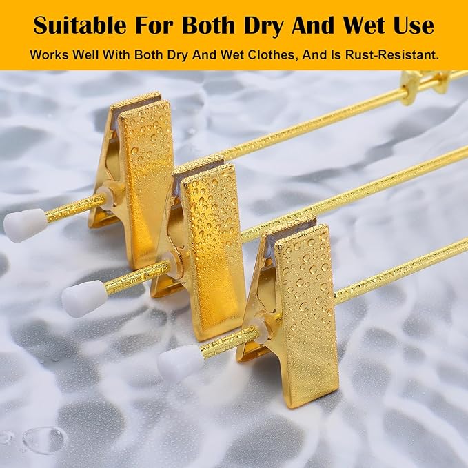 10 Pack Shiny Gold Metal Hangers 12 Inch Gold Pants Skirts Hanger with 2 Adjustable Non Slip Clips and Swivel Hook Sturdy Skirt Hangers with Clips for Skirts Slacks Jean Trousers