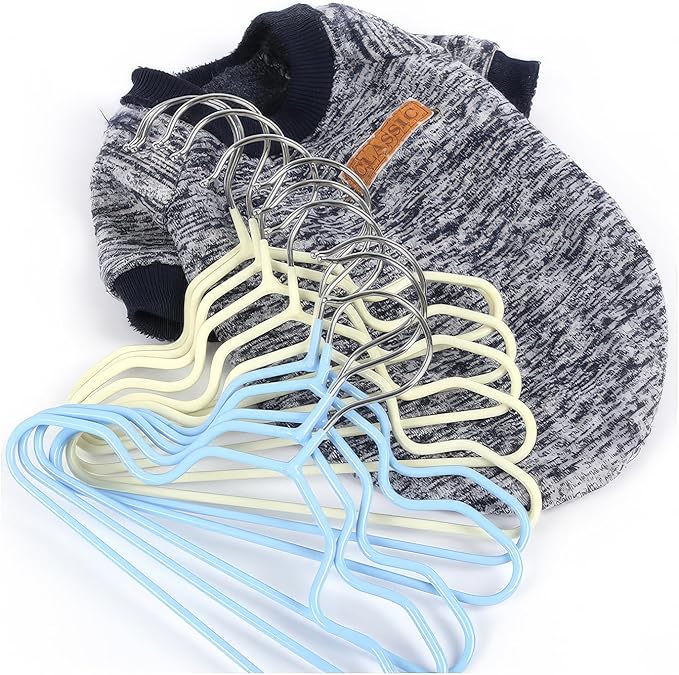 20PCS Dog Hangers: Dog Closet for Small Dogs Non-Slip Space Saving Hanger Doll Clothes Cat Outfits (Blue)