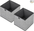 Storage Baskets, 11.8-Inch Woven Fabric Bins, Storage Cubes with Reinforced Handles, Organizer Bins for Closet Shelves, Foldable, for Toys, Clothes (2PCS/Grey-11.8*11.8*11.8inch)