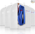 5 Pack 40-inch Suit Bag Garment Bag for Travel and Storage, Garment Bags for Hanging Clothes with Zipper and Visible Transparent Window, White