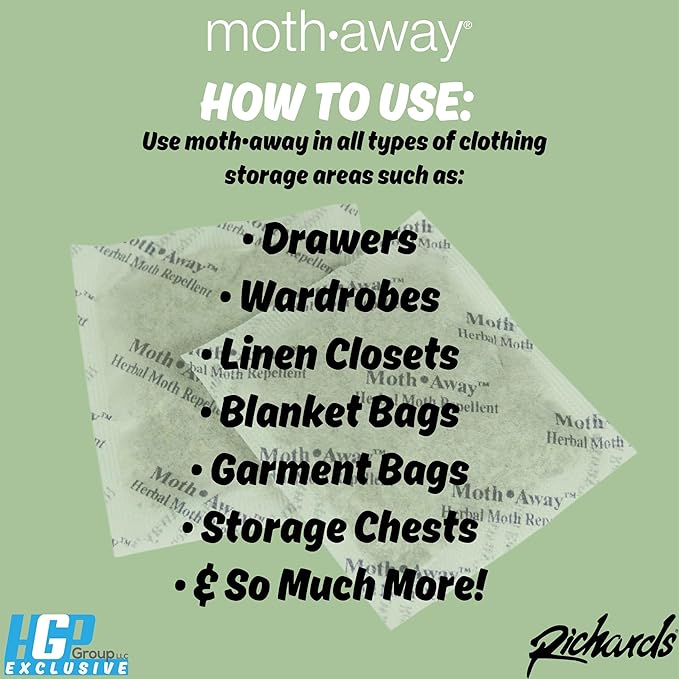 Richards Homewares Moth Away Herbal Non Toxic Natural Repellent, 6-Jumbo Sachets